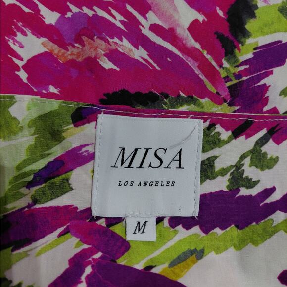 Misa Los Angeles Womens Dress Medium Floral Cutout Puff Sleeve Cottage Flirty - Picture 8 of 12